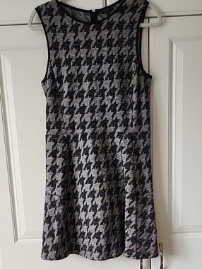 Theory Black & White Houndstooth Sleeveless Mini Dress